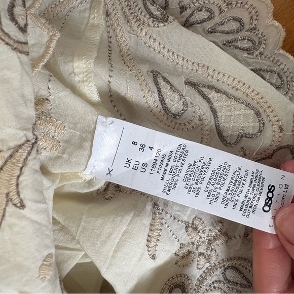 ASOS White and Gray Embroidered Blouse and Shorts Set - Picture 4 of 8